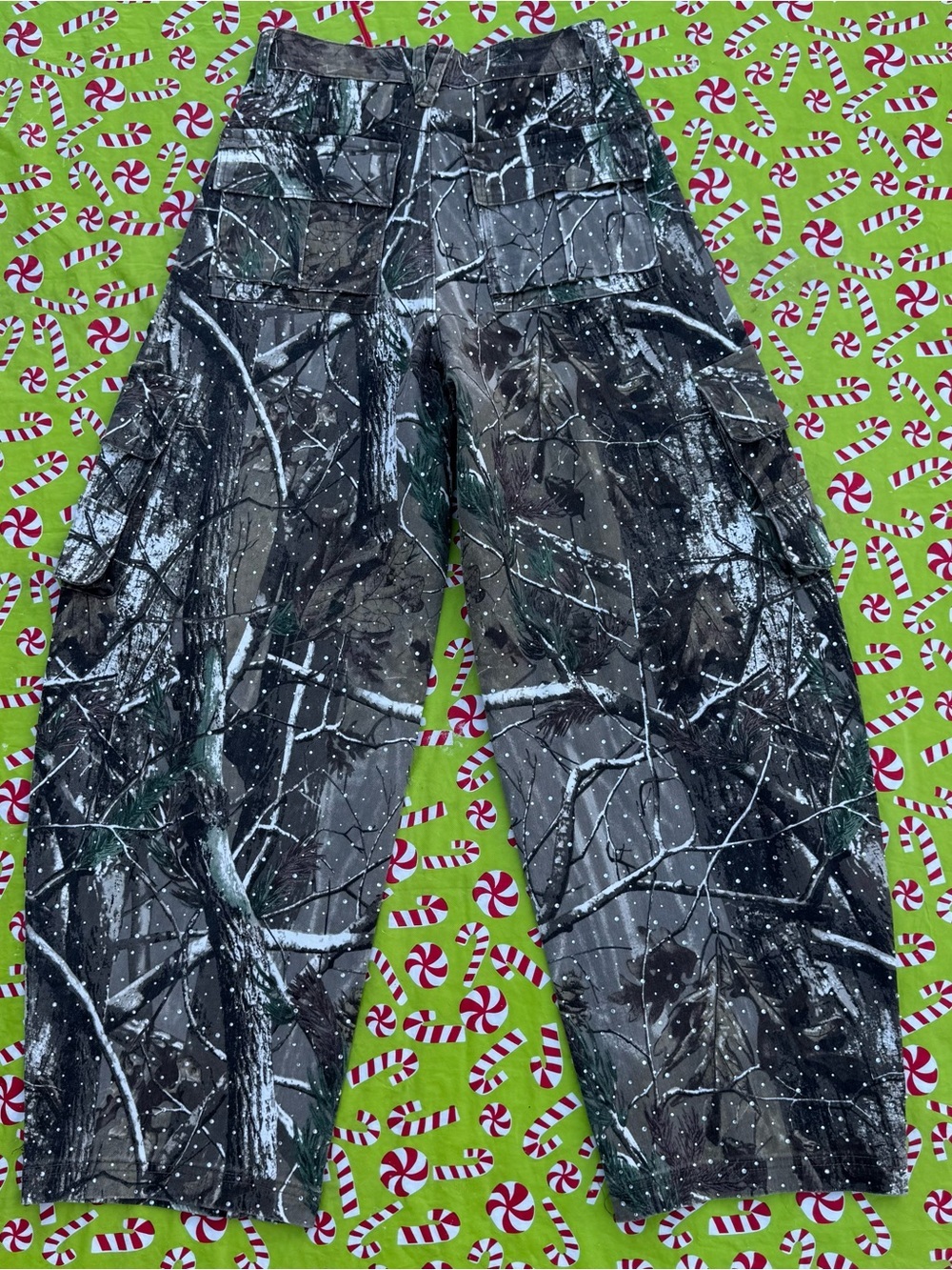VBRT Rhinestone Camo Barrel Jeans Womens 7 W27 Baggy Cargo Y2K NWT XPT506 - Picture 11 of 16